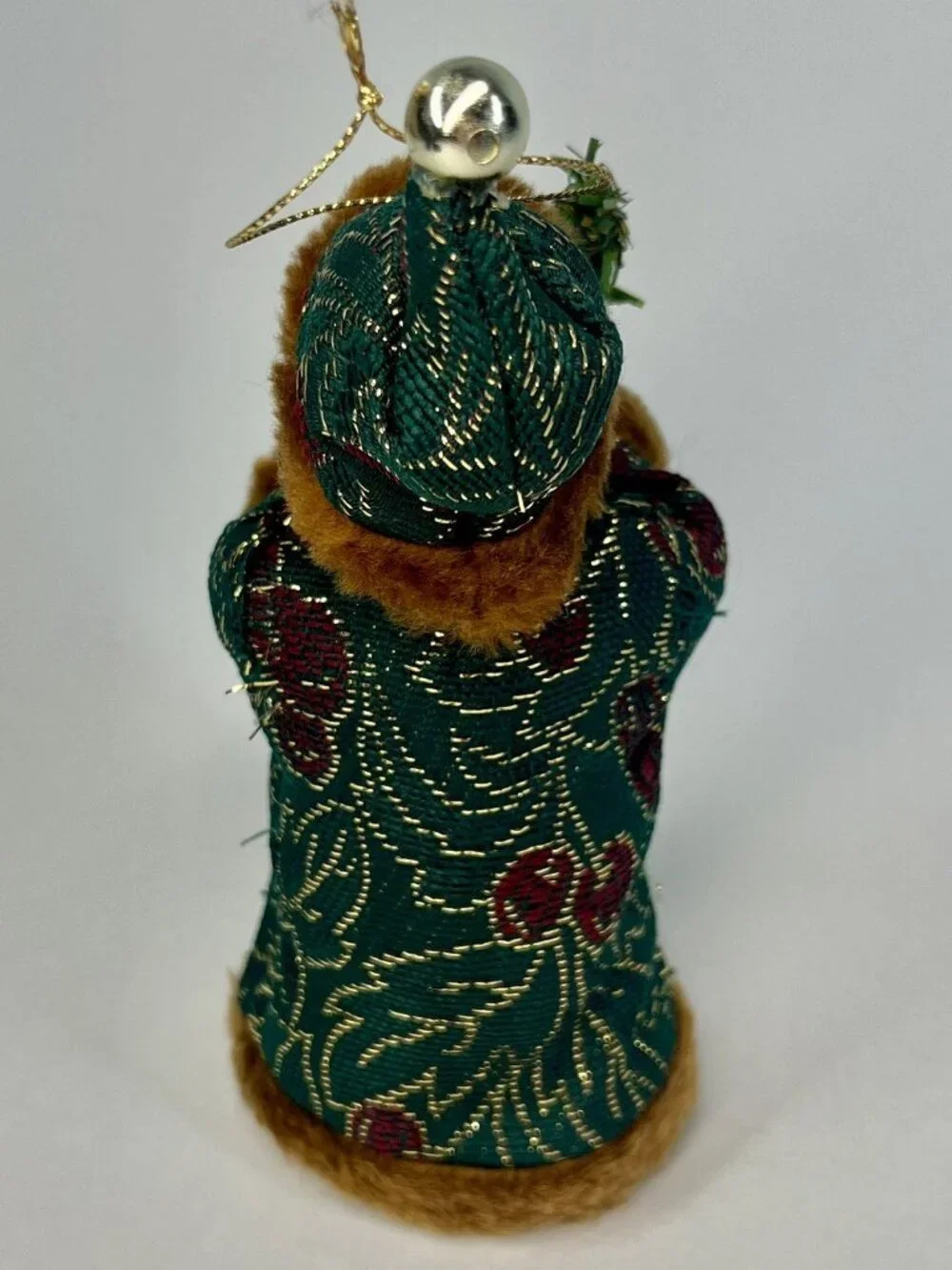 Old World Santa Ornament Mini Tree Topper Fur-Trimmed Tapestry Robe Hat 7”